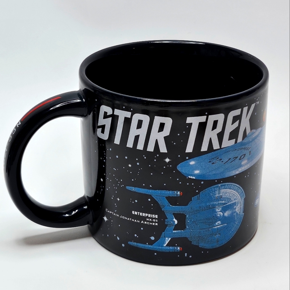 Starships Of Star Trek Black Ceramic Coffee Tea Cocoa Mug Cup SS Enterprise